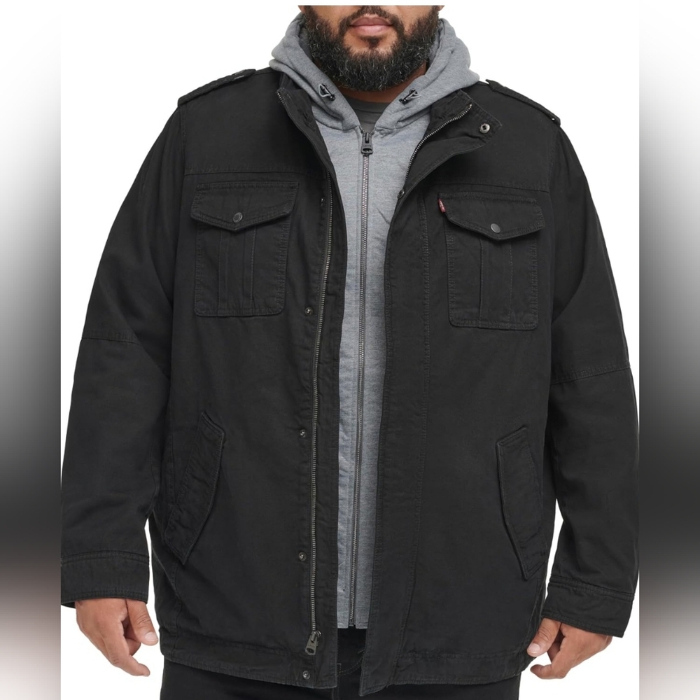 Levi's Men's Hooded Military Jacket Sherpa-Lined, Big & Tall, XLT